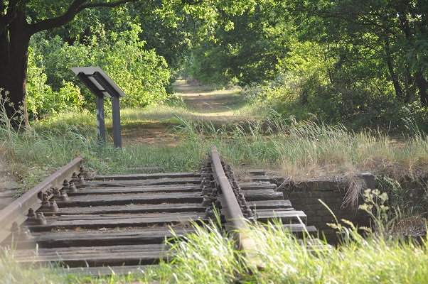 Voormalige spoorlijn Duits Lijntje tijdens wandeling langs riviertje de Leijgraaf van Boekel naar Middelrode