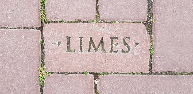 Wandelen over het Romeinse Limespad op steen in Park Matilo in Leiden