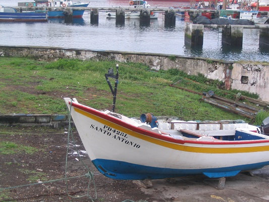 Vissersbootje in Ponta Delgado tijdens een wandelvakantie op eiland Sao Miguel op de Azoren