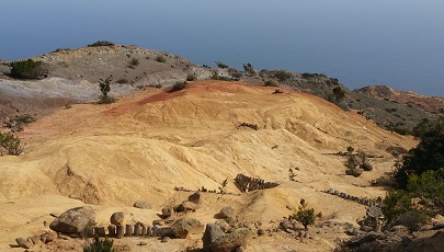 Maanlandschap op wandeling bij Vallehermoso op Canarisch eiland La Gomera
