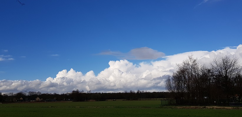 Wandelen over Ommetje Abdij van Berne in Heeswijk met blauwe luchten