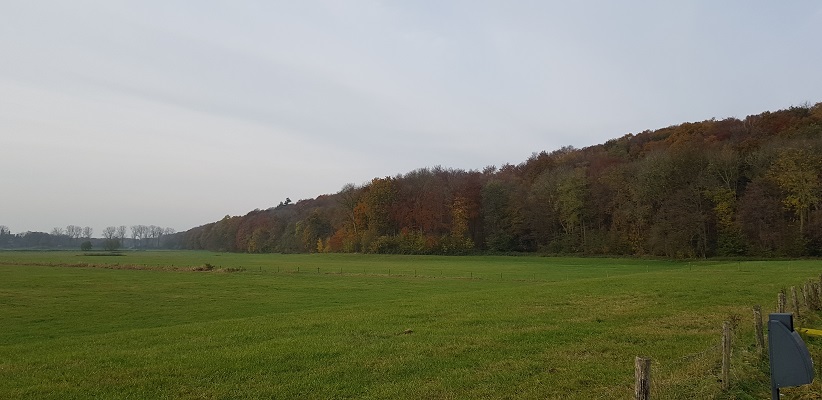 Wandeling over Klompenpad het Dorenweertsepad met zicht op de stuwwal