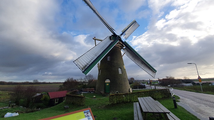 Wandeling over het Biesboschpad van Dordrecht naar Maasdam bij molen de Lelie in Puttershoek