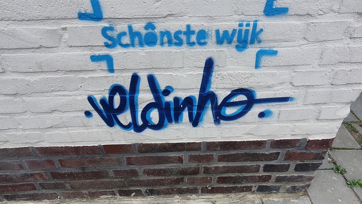 Wandelen buiten de binnenstad van Tilburg langs muurbloempjes - Street Art