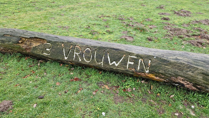 Wandeling over Knopenrondje Horst in het Kasteelpark bij beeld Drie Vrouwen