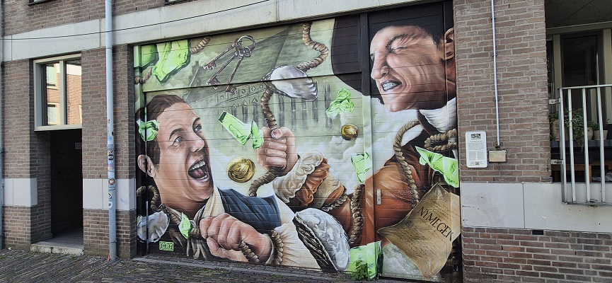 Wandeling over Trage Tocht Nijmegen Spiegelwaal bij streetart